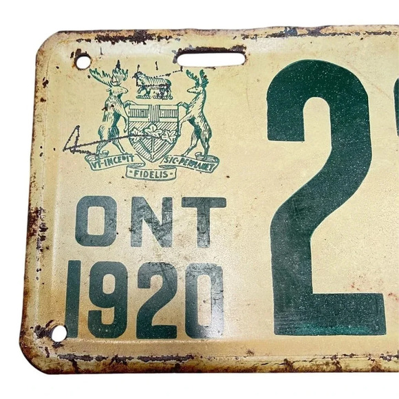Ontario Licence Plate 1920 22878 Vintage Crest Canada Low Number - Picture 3 of 5